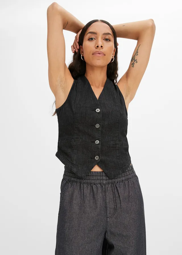 Wide leg jeans met high waist • zwart denim • product-page.page-title-suffix