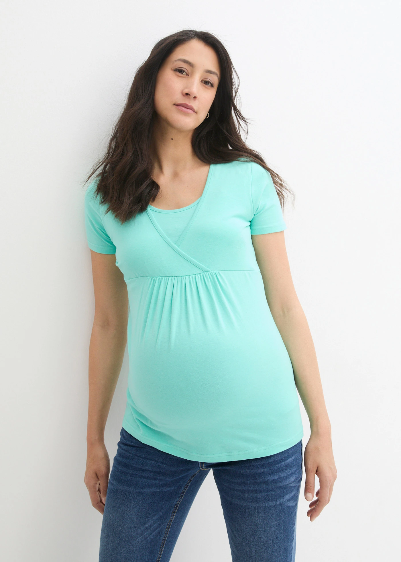 T-shirt ciążowy i do karmienia, 2 w 1 (2 szt.) • ciemnoniebieski+niebieski mentolowy • sklep bonprix