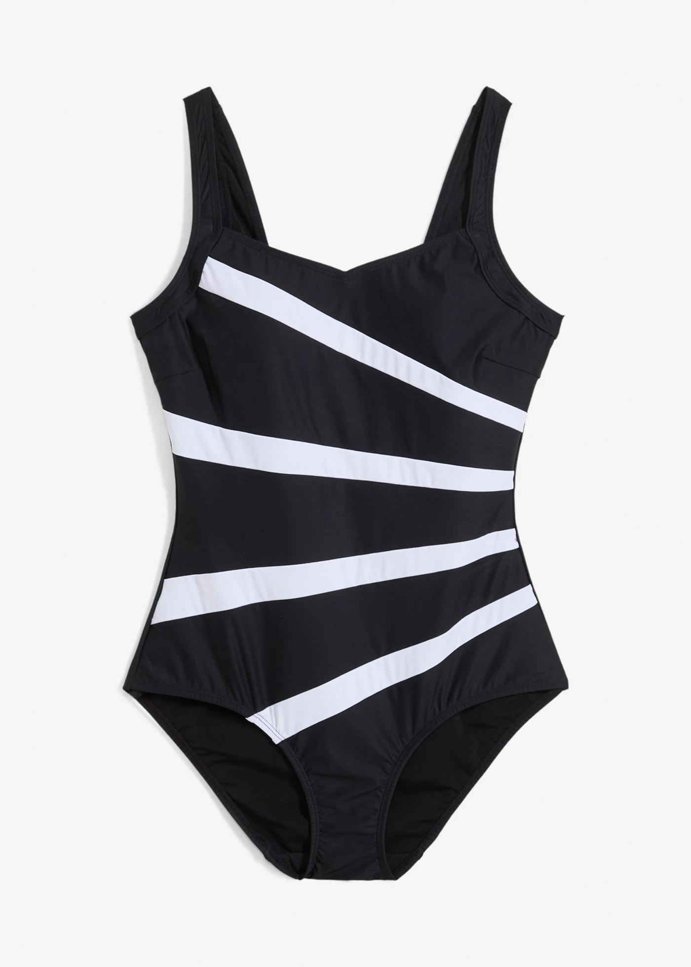Maillot sculptant à empiècement, maintien modéré • noir/blanc rayé • Boutique bonprix