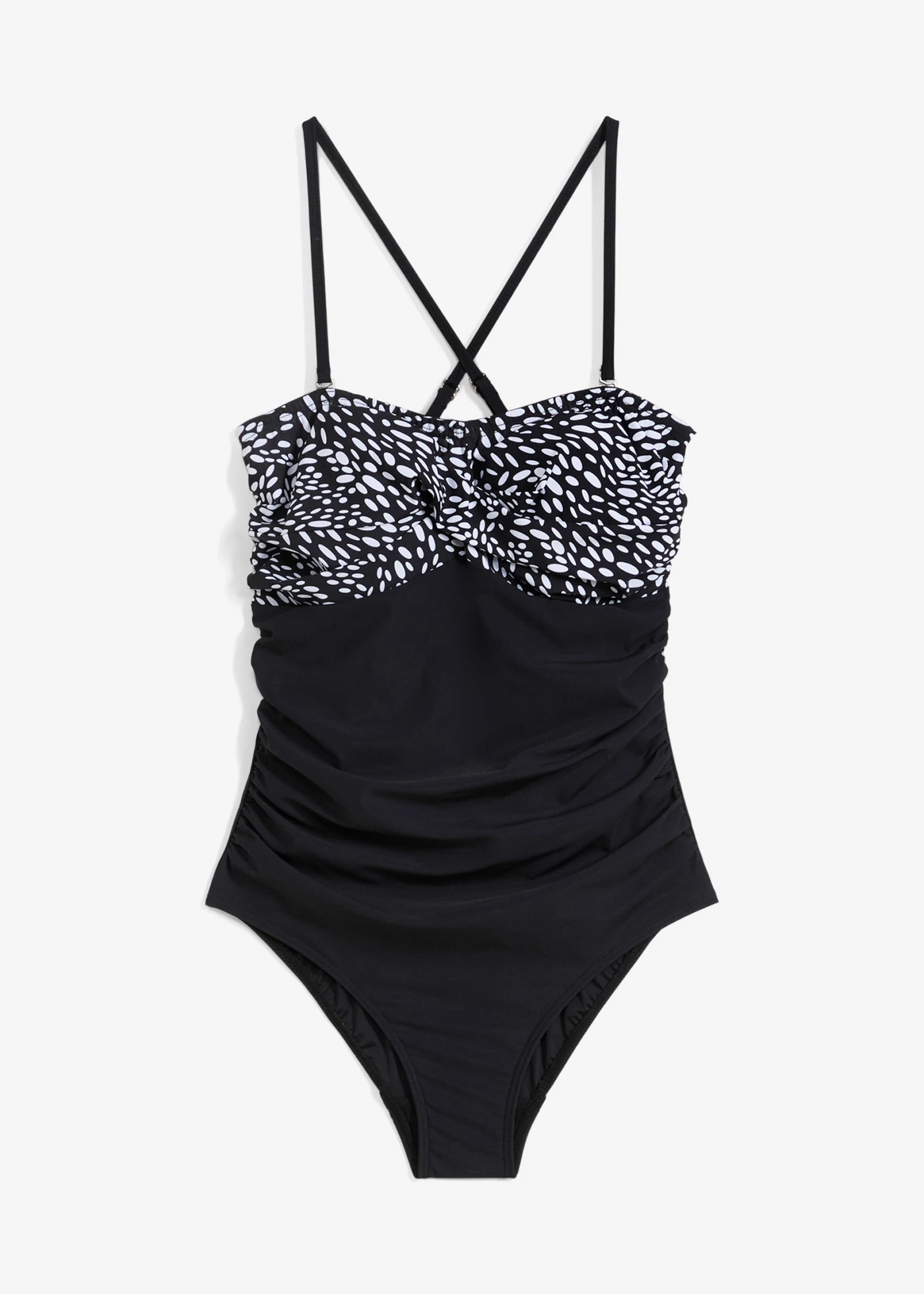 Licht corrigerend badpak in wikkellook • zwart/wit • bonprix online shop