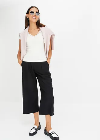 Geribd shirt met kanten detail (set van 2) • zwart/wolwit • bonprix online shop