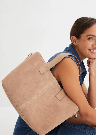 Handtas van suède • camel • bonprix online shop