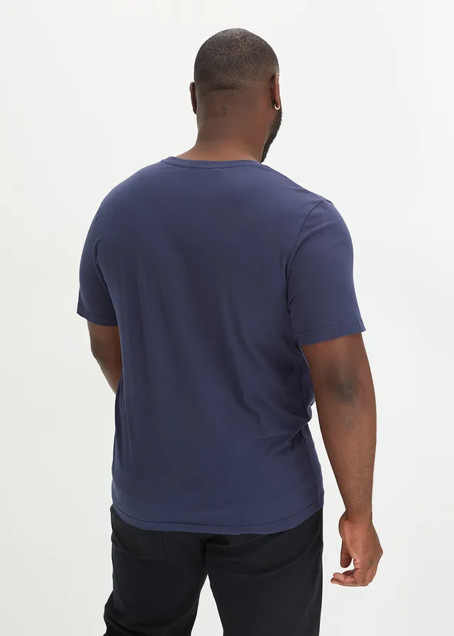 T-shirt 100% coton, Couleur: bleu foncé imprimé