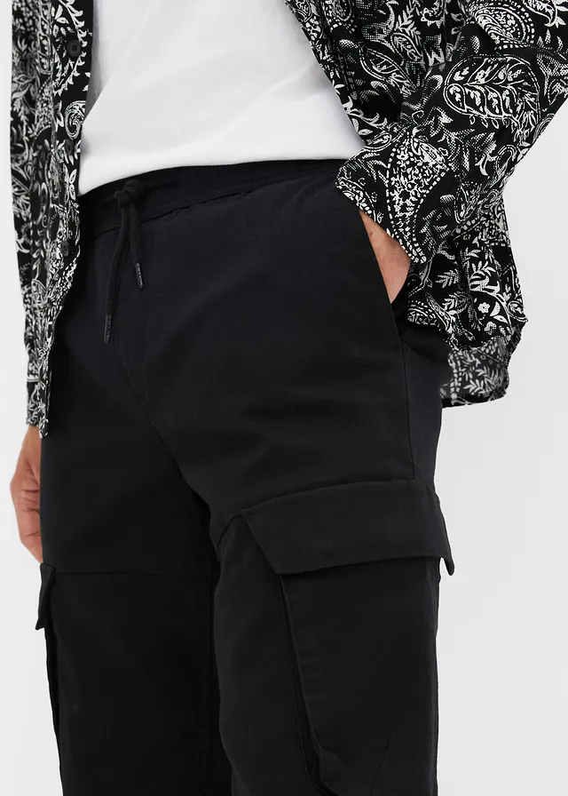 Cargo kalhoty bez zapínání Regular Fit, Straight • černá • bonprix obchod