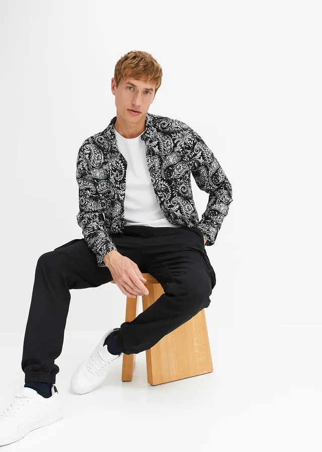 Regular fit cargo instapbroek, straight • zwart • product-page.page-title-suffix