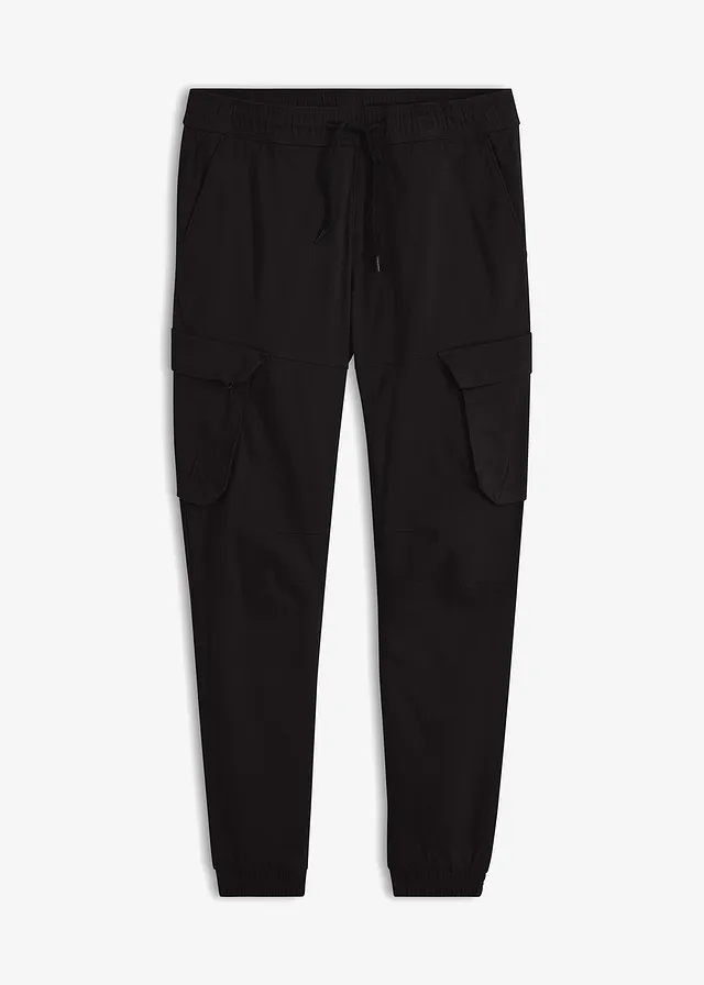 Regular fit cargo instapbroek, straight, Kleur: zwart