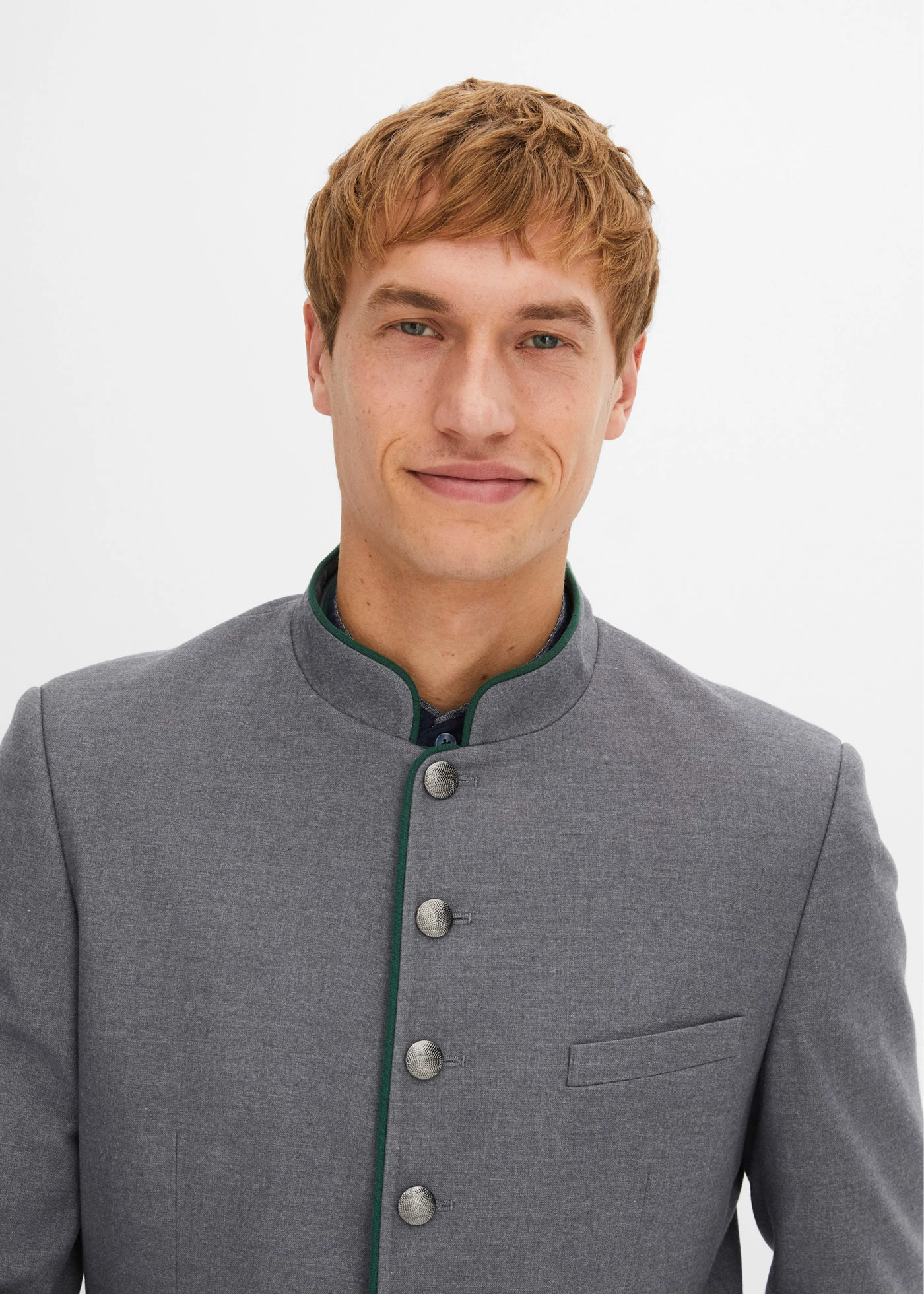 Krojové sako ve vlněném vzhledu • šedý melír/tmavě zelená • bonprix obchod