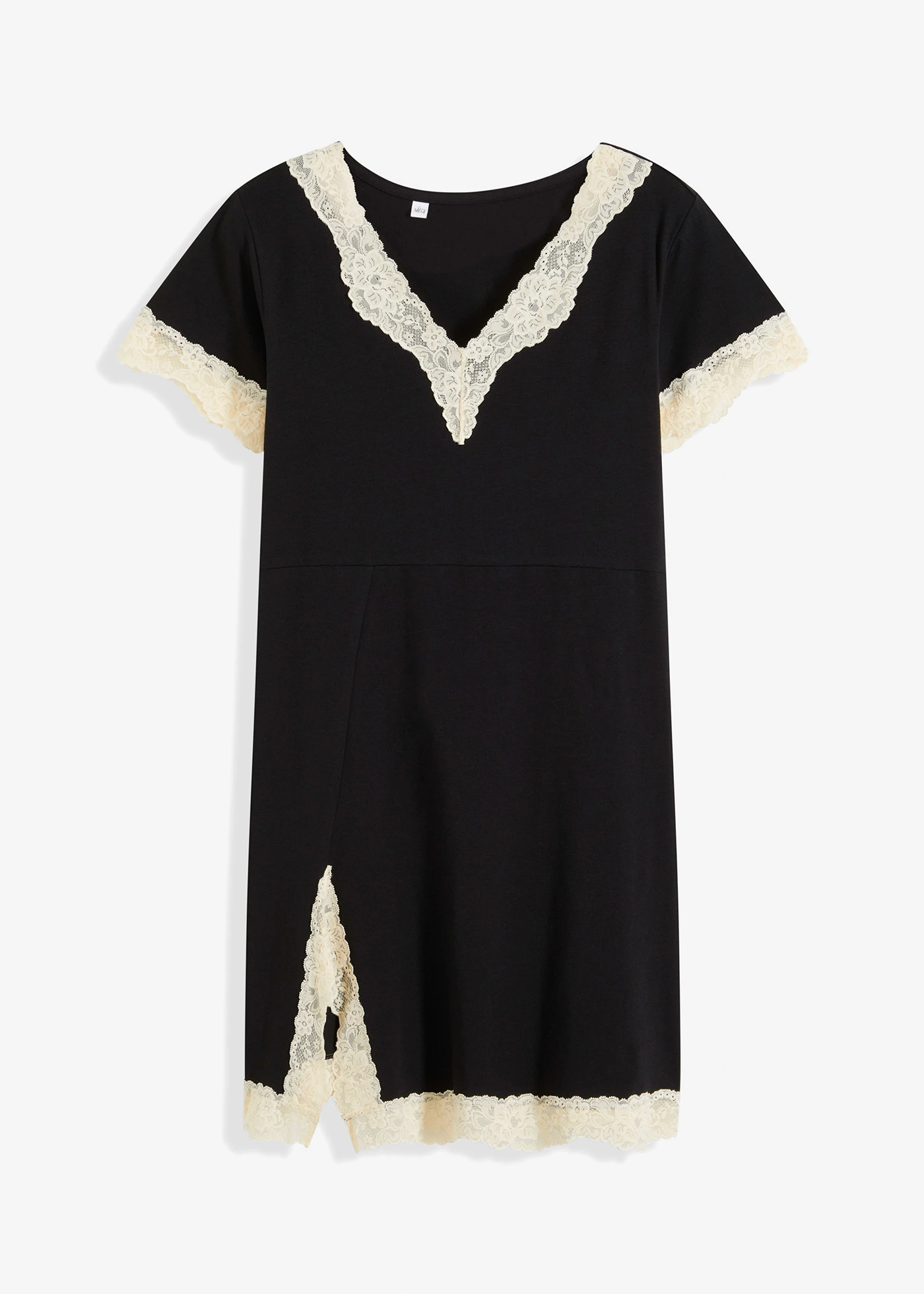 Nachthemd met kant en biologisch katoen • zwart • bonprix online shop