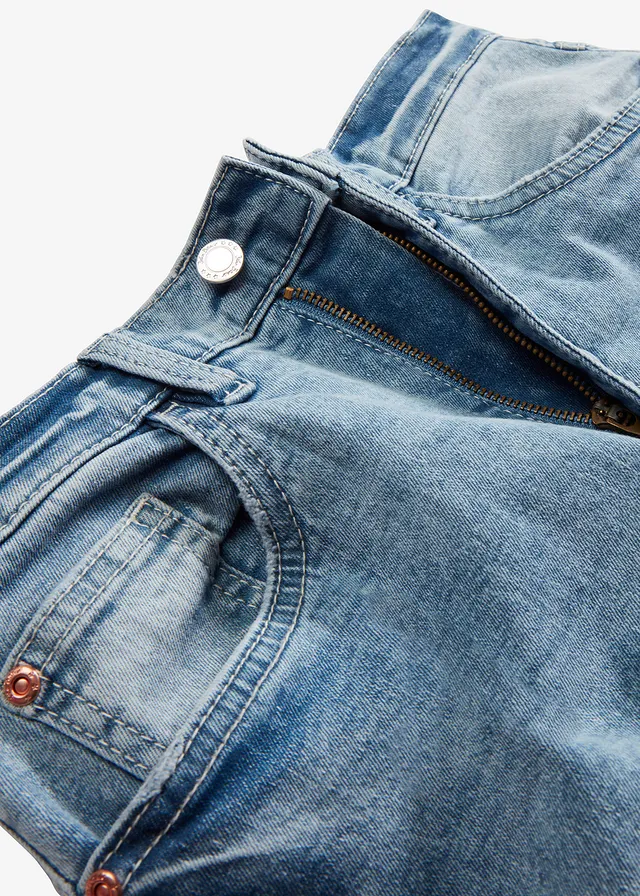 Jean mom taille haute, extensible • bleu clair denim used • product-page.page-title-suffix