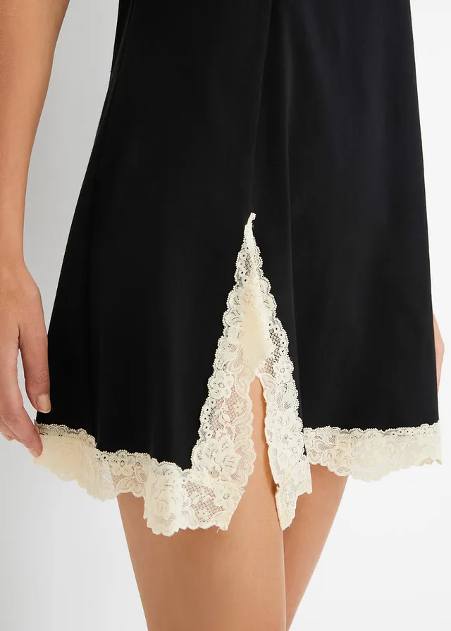 Chemise de nuit courte avec dentelle • noir • product-page.page-title-suffix