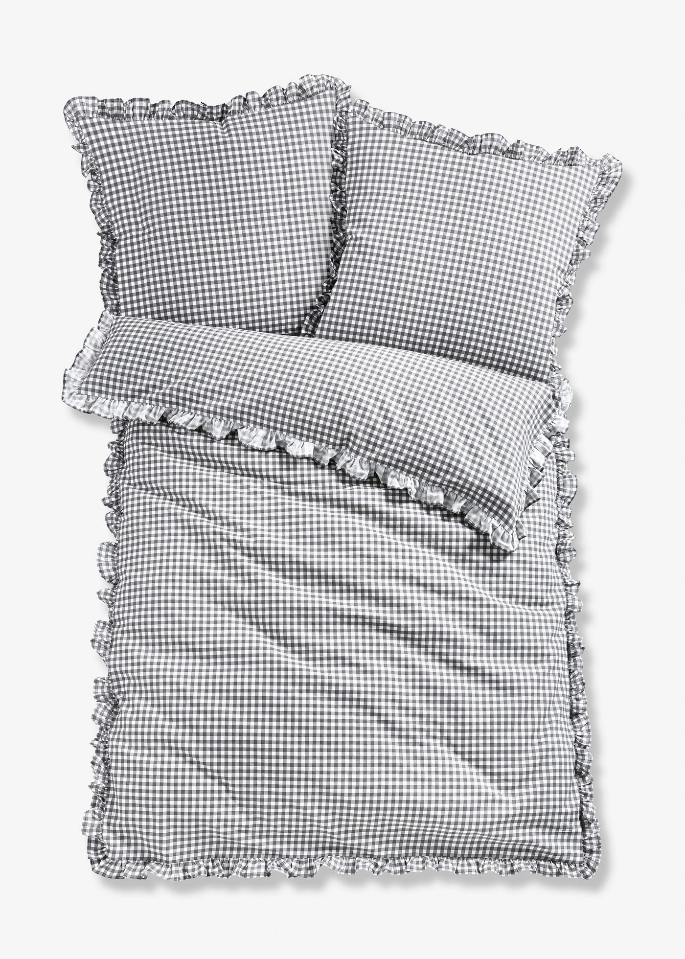 Pamutszövet ágyneműhuzat fodrokkal • szürke • bonprix áruház