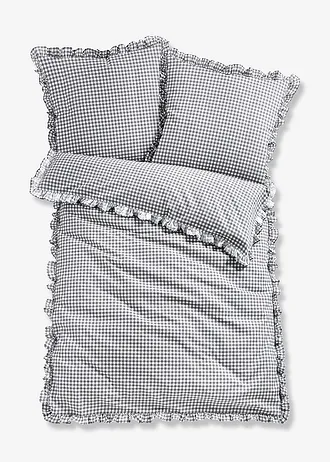 Linon dekbedovertrek met ruches • grijs • bonprix online shop