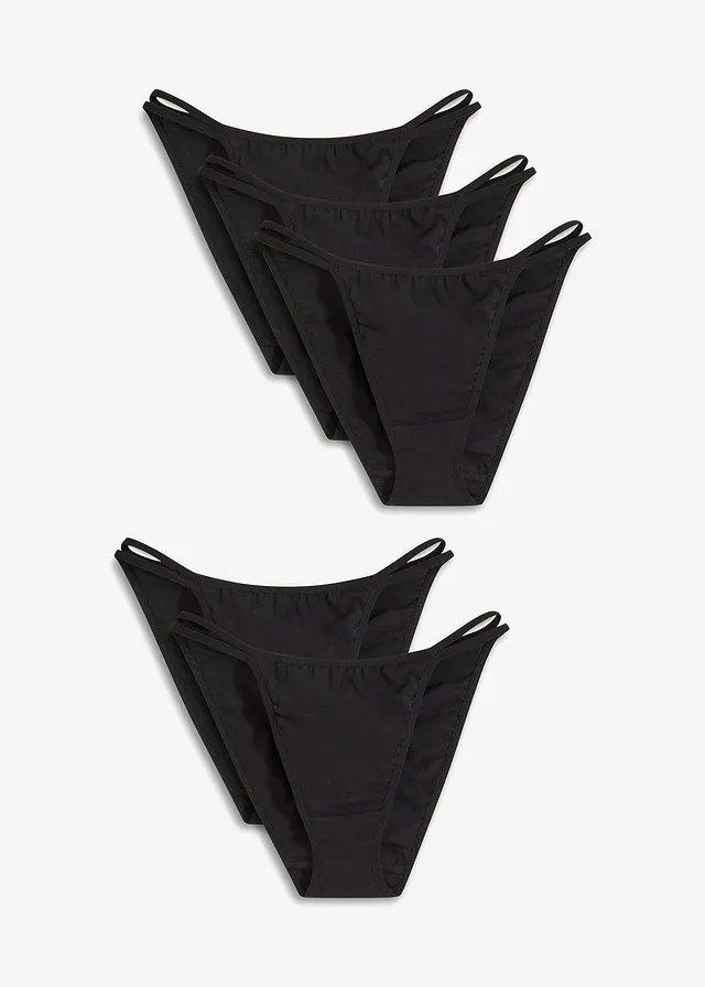 Tanga mini kalhotky s organickou bavlnou (5 ks v balení) • černá • bonprix obchod