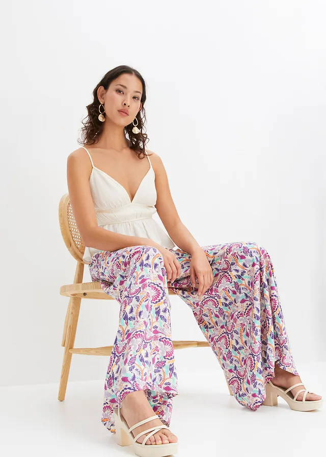 Palazzo broek van soepele viscose • rooklavendel • bonprix online shop