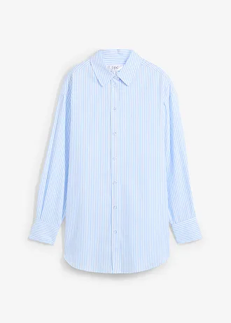 Gestreepte overhemdblouse, Kleur: lichtblauw-wit gestreept