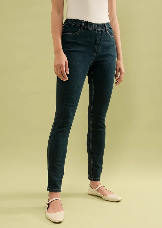High waist stretch jegging met brede comfortband • nachtblauw denim • product-page.page-title-suffix