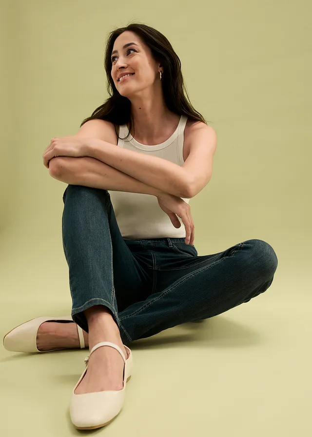 Jegging extensible, taille haute et élastiquée • bleu nuit denim • product-page.page-title-suffix