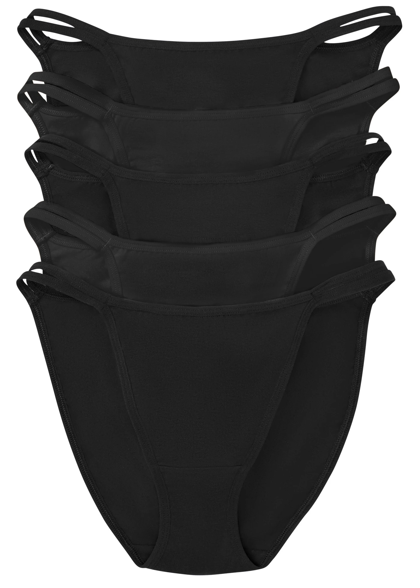 Tanga mini kalhotky s organickou bavlnou (5 ks v balení) • černá • bonprix obchod