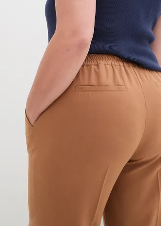 Marlene Dietrich broek met sierriem, Kleur: mokkabruin