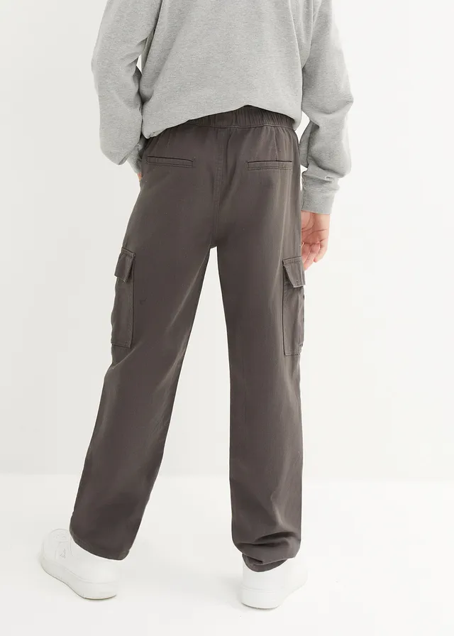 Loose fit cargo broek van katoen, straight, Kleur: antraciet