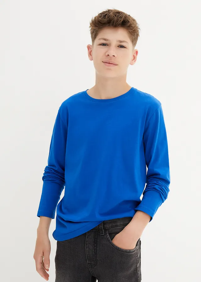 Lot de 3 T-shirts manches longues coton • bleu arctique+noir+gris chiné • product-page.page-title-suffix