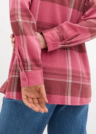 Flanelová košile z čisté bavlny • kouřově malinová/přírodní bílá/cihlově hnědá kostkované • bonprix obchod