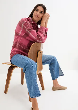 Flanelová košile z čisté bavlny • kouřově malinová/přírodní bílá/cihlově hnědá kostkované • bonprix obchod