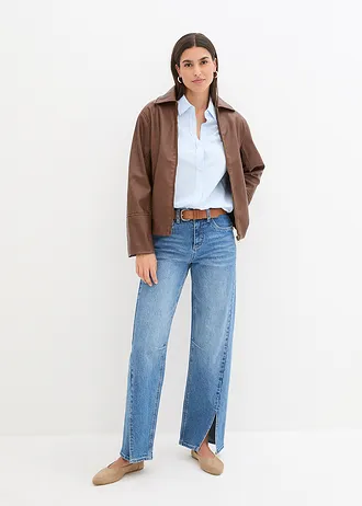 Gestreepte overhemdblouse, Kleur: lichtblauw-wit gestreept