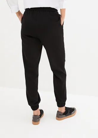 Broek met elastische band en strikkoordjes • zwart • bonprix online shop