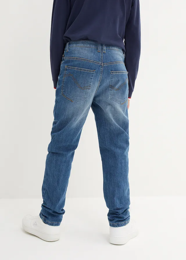 Jean thermique slim avec doublure en flanelle, fuselé, Couleur: bleu denim