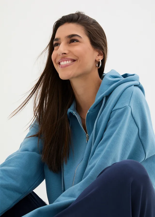 Sweat zippé à capuche • bleu gris • product-page.page-title-suffix