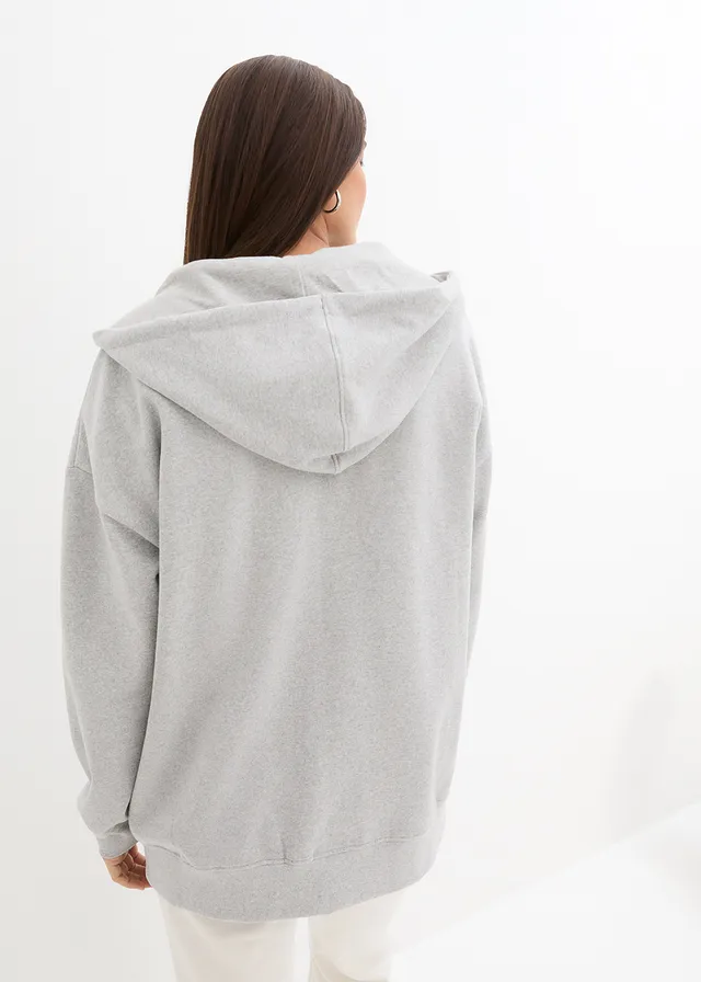 Sweatvest met capuchon, Kleur: lichtgrijs gemêleerd