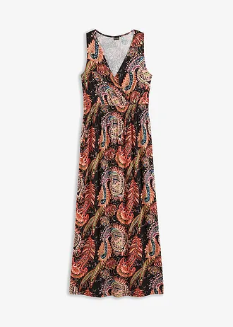 Maxi šaty z měkké viskózové směsi • černá /oranžová • bonprix obchod