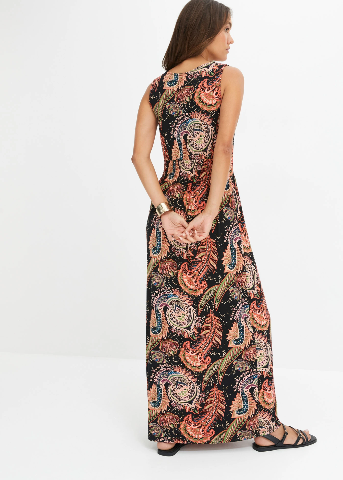 Maxi šaty z měkké viskózové směsi • černá /oranžová • bonprix obchod