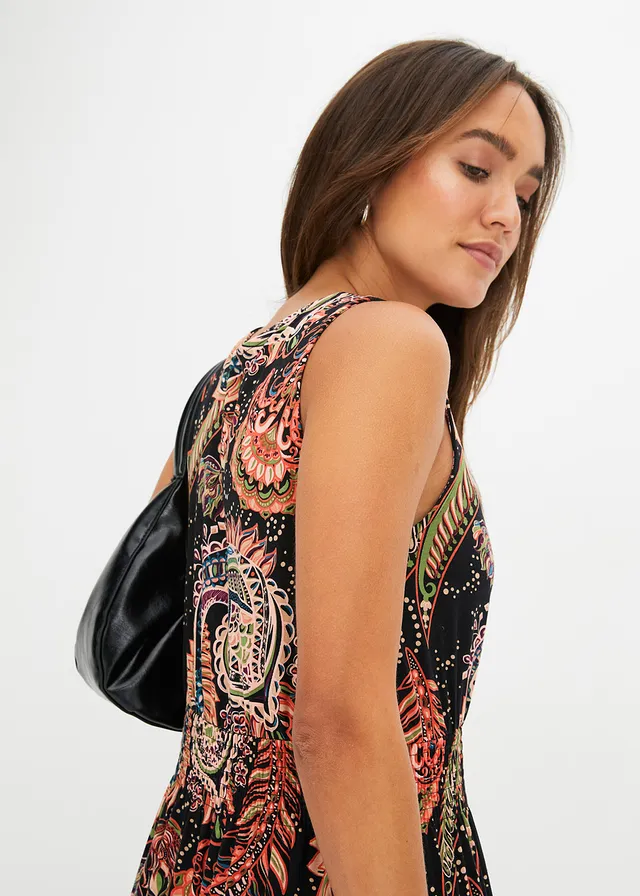 Robe longue en viscose douce et extensible • noir/orange • product-page.page-title-suffix