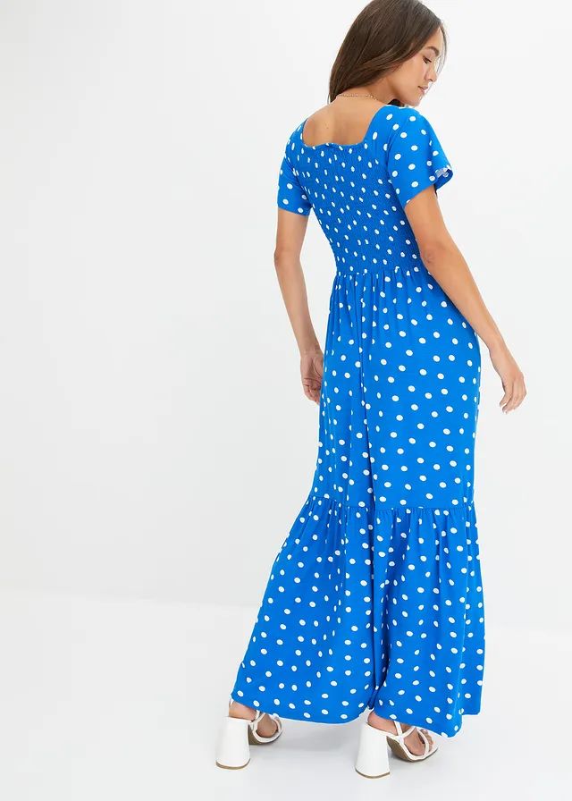 Robe longue en viscose, Couleur: bleu pois