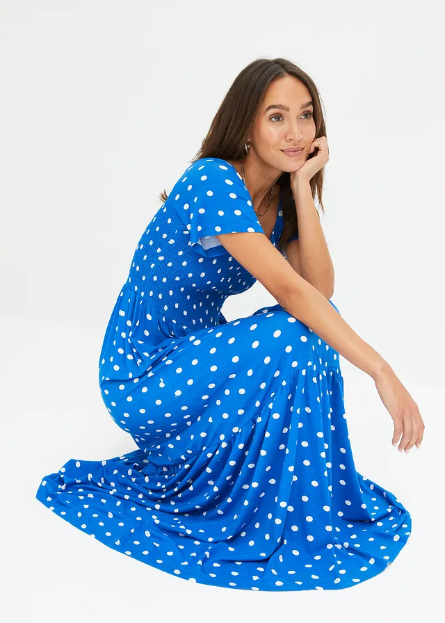 Maxi jurk van viscose • gestipt blauw • product-page.page-title-suffix