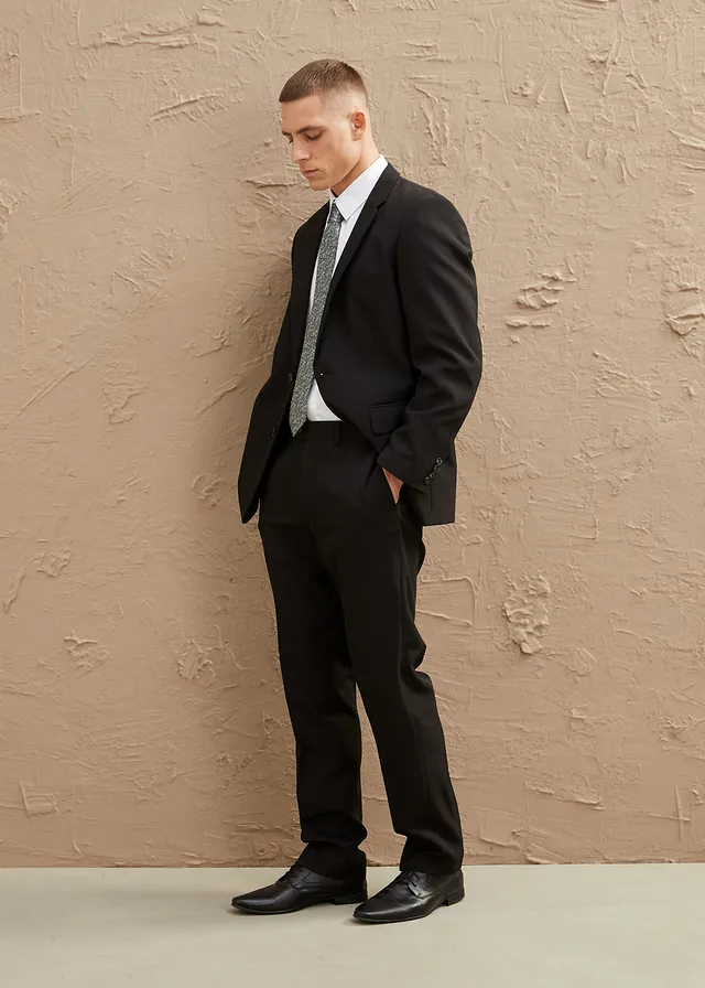 Oblek s košilí a kravatou (4dílná souprava), Regular Fit, barva: černá