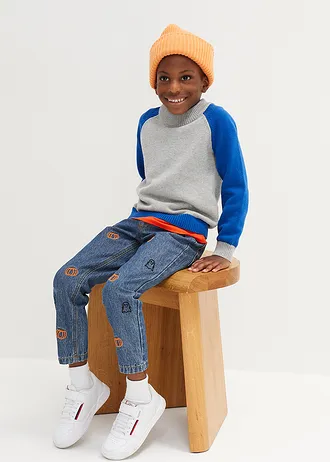 Jean garçon stretch à broderies, Regular Fit • bleu denim • Boutique bonprix