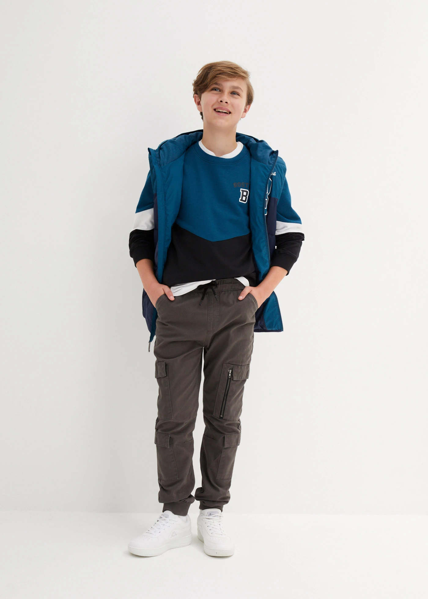 Cargo kalhoty bez zapínání, z čisté bavlny, Regular Fit • antracitová • bonprix obchod