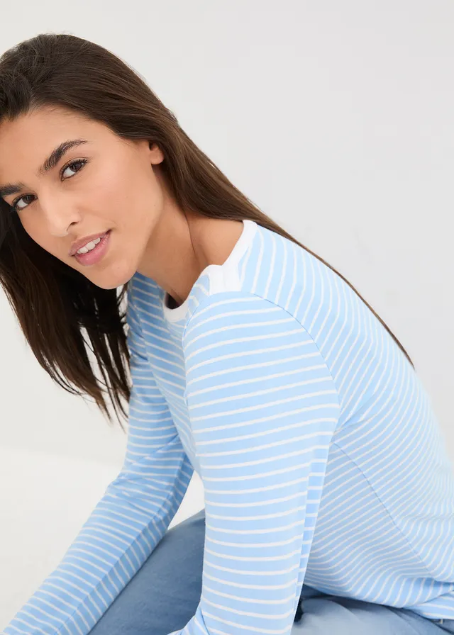Gestreepte longsleeve met boothals • lichtblauw-wit gestreept • product-page.page-title-suffix