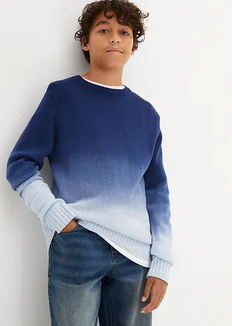 Pulover cu degrade cromatic • indigo + albastru pudrat • magazin bonprix