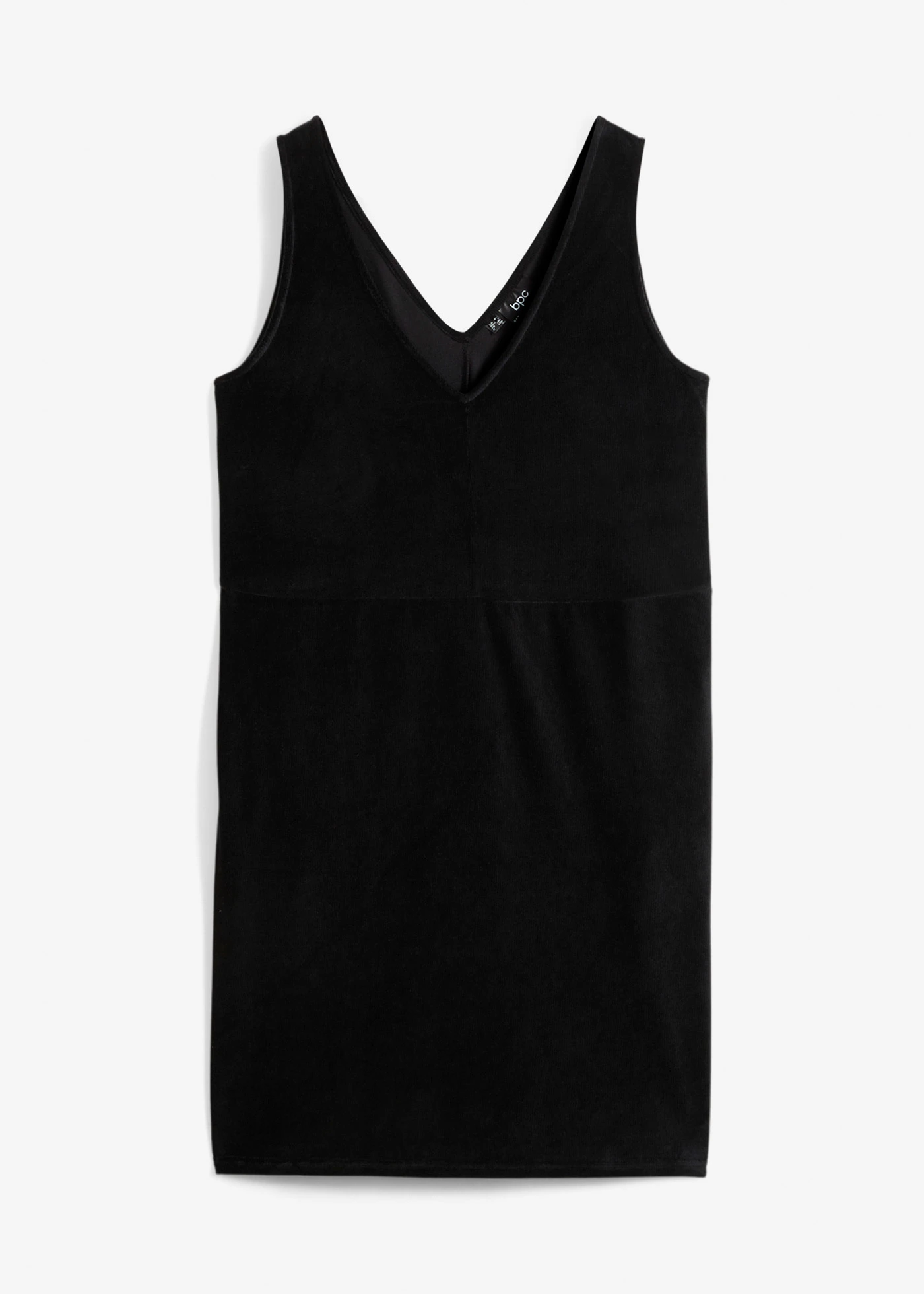 Robe salopette en jersey velours côtelé, longueur genou • noir • Boutique bonprix