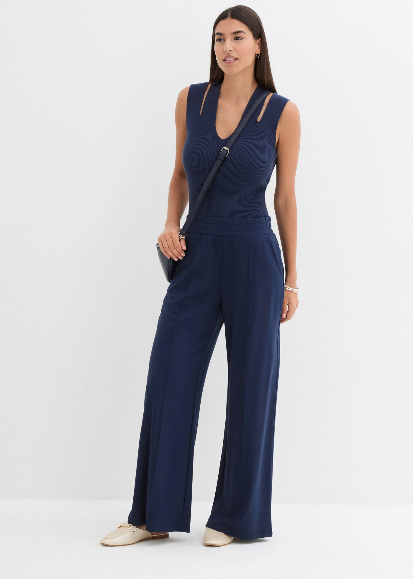 Jersey Marlene Dietrich broek • donkerblauw • bonprix online shop