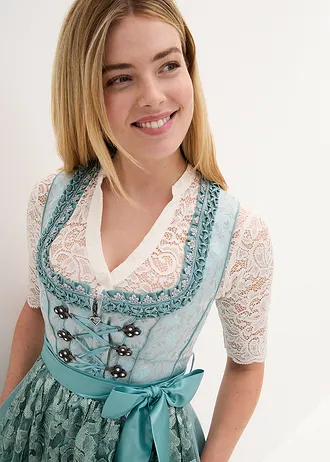 Kroj ve stylu dirndl a zástěra (2dílná souprava) • minerálově modrá • bonprix obchod
