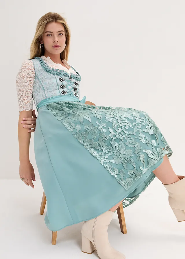 Dirndl avec tablier (ens. 2 pces) • bleu minéral • product-page.page-title-suffix