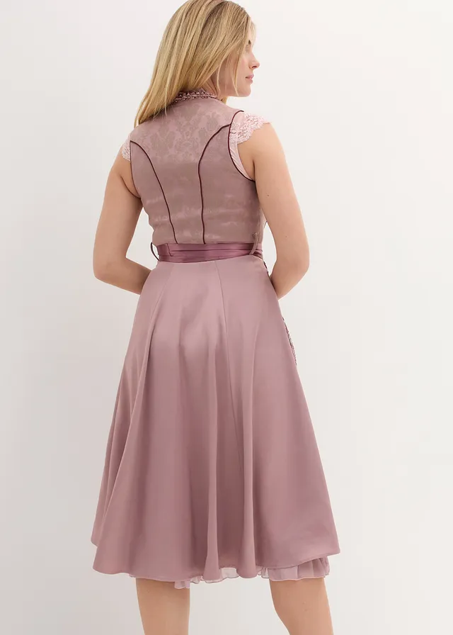 Dirndl et tablier (ens. 2 pces), Couleur: bois de rose à motif