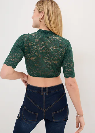 Kanten dirndl blouse • mat groen • bonprix online shop