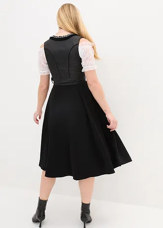 Dirndl avec tablier (ens. 2 pces), Couleur: noir motif