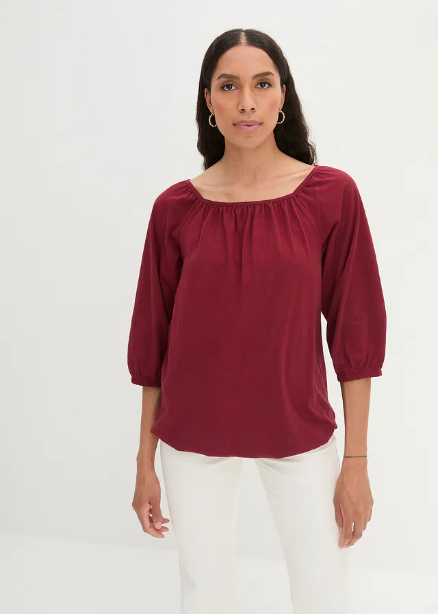 Blouse en jersey 100% coton, Couleur: grenade